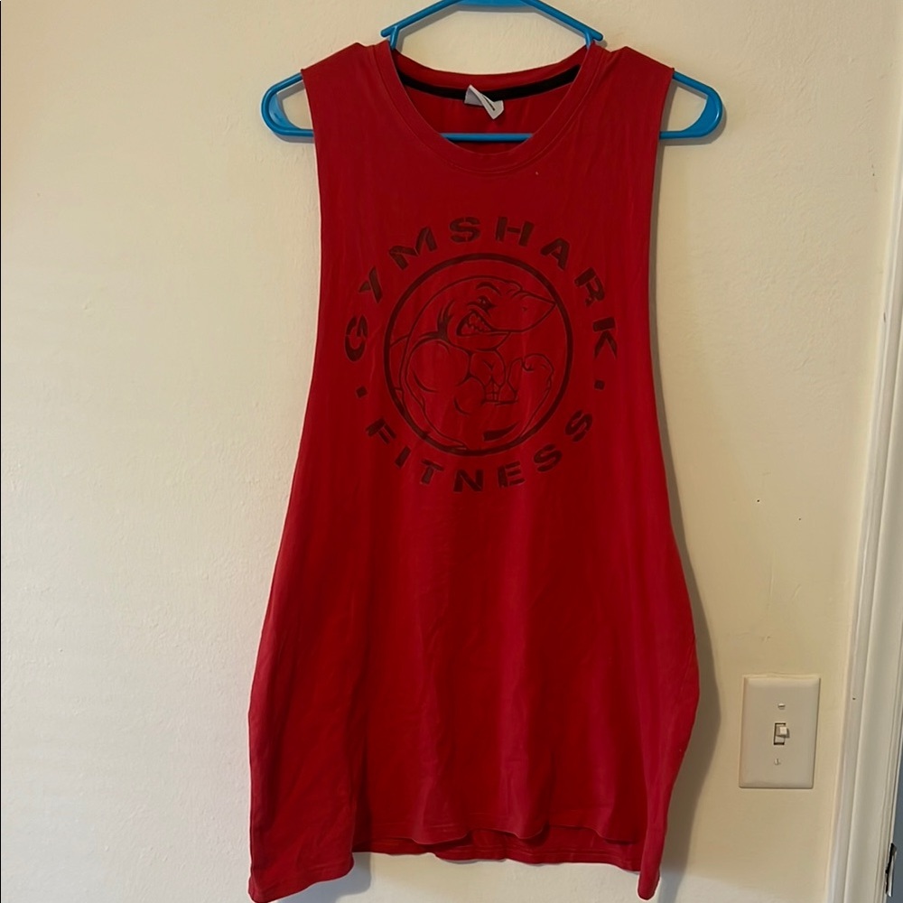 Gymshark Red Muscle Tee with Black Logo